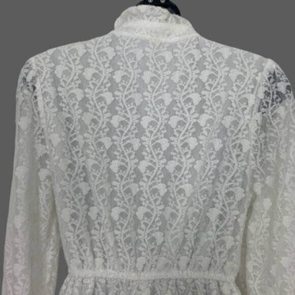 White Vintage Style Crochet Lace Midi Dress - Picture 5 of 8
